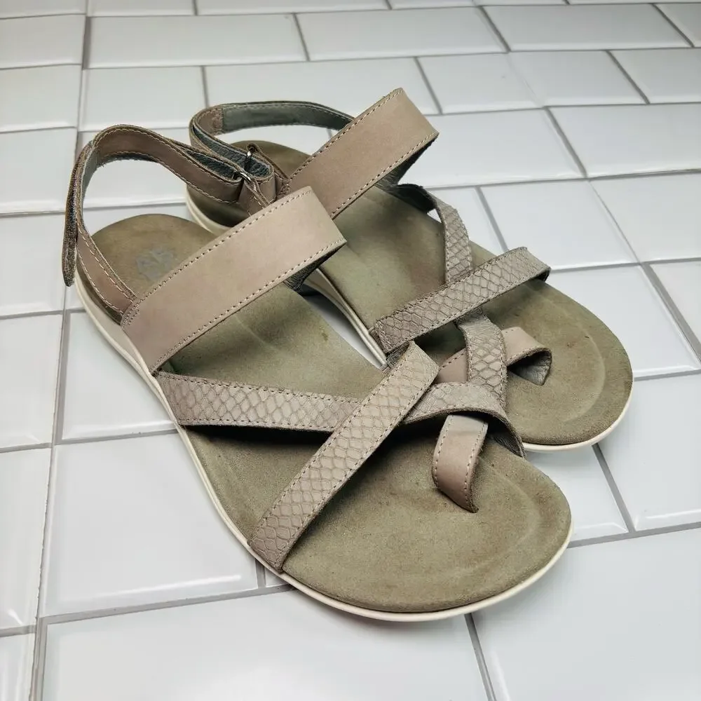 Abeo Barnett,‎ Grey Nubuck Embossed Reptile Leather-Upper Sandal-7.5N